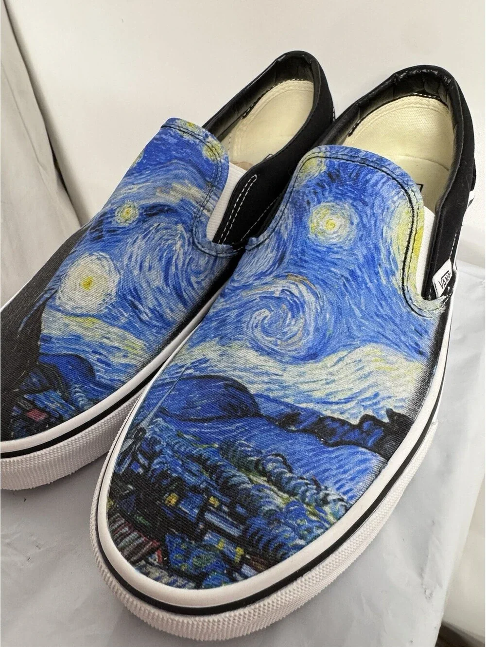Vans Custom Slip On Starry Night Vincent Van Gogh Art Sneakers Men 8.5 Women 10